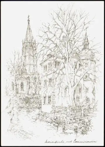 Neustadt an der Weinstraße  Haardt Federzeichnung Heiner Deege - Kirche 1996