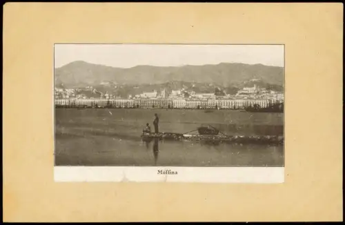 Cartolina Messina Angler am Meer - Blick auf die Stadt 1908