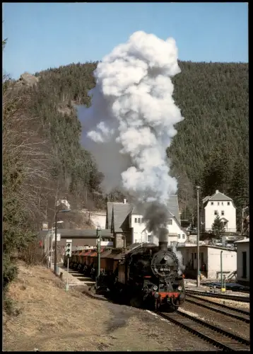 Ansichtskarte  Dampflokomotive Ulmer Eisenbahnfreunde Bahnhof Oberhof 1997