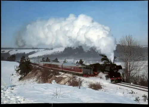 Ansichtskarte  Dampflokomotive 503688 im Winter b. Elgersburg 1993