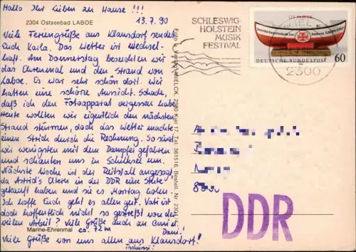 Ansichtskarte Laboe Marinedenkmal U-Boot 1990