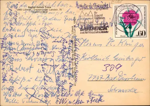 Ansichtskarte Lübeck Luftbild Segler-Verein Trave 1981