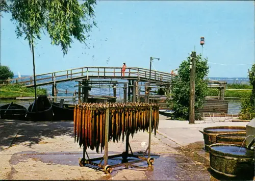 Ansichtskarte .Niedersachsen Steinhuder Meer Brücke und Räucherfisch 1986