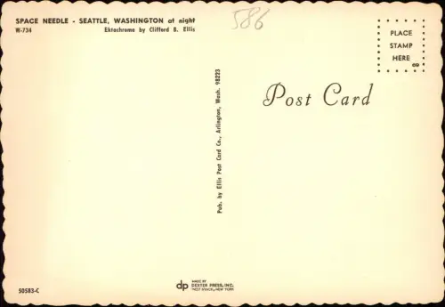 Postcard Seattle SPACE NEEDLE at night 1978