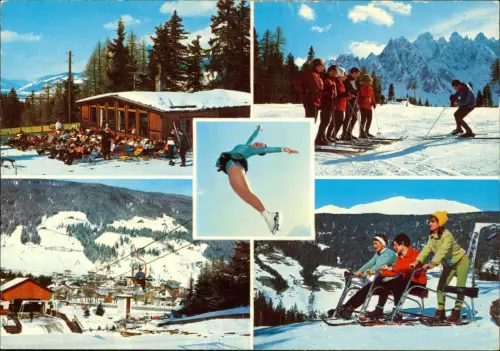 Cartolina Innichen San Candido 5 Bild Wintersport Ski Schlittschuh 1978