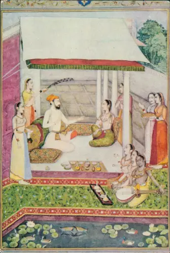 Postcard .Indien Indien Künstlerkarte Mann nackte Frauen 1979