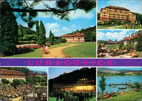 Luhatschowitz Luhačovice Lázeňský park, v pozadí Jurkovičův dům 1981
