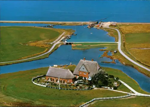 Ansichtskarte Hallig Hooge Luftbild Kirchwarft 1978