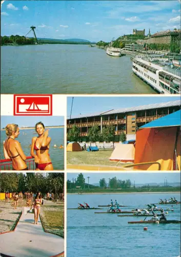 Postcard Pressburg Bratislava MB: Schiffe Frauen im Bikini Minigolf 1978