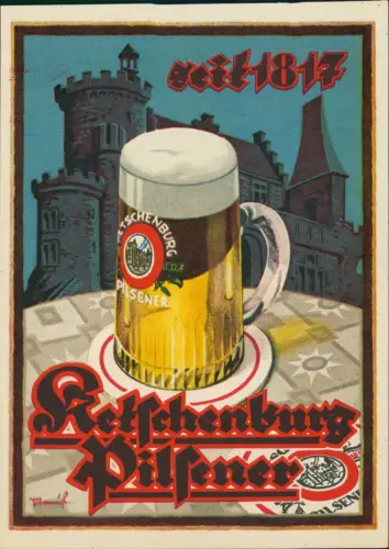 Ansichtskarte  Reklame Werbung Brauereien Ketschenburger Bier Stollberg 1940