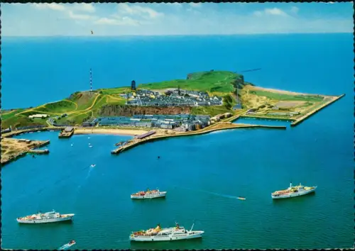 Ansichtskarte Helgoland Luftbild Reede Insel 1968  Stempel Deutsche Schiffspost