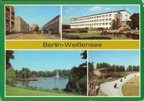 Ansichtskarte Weißensee-Berlin 3 Bild Straßen Stadion Park 1992
