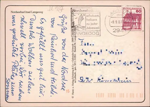 Ansichtskarte Langeoog Luftbild Luftaufnahme Fernsicht 1987