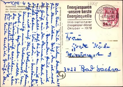 Ansichtskarte Selbitz Frankenwald Luftbild Mutterhaus 1979