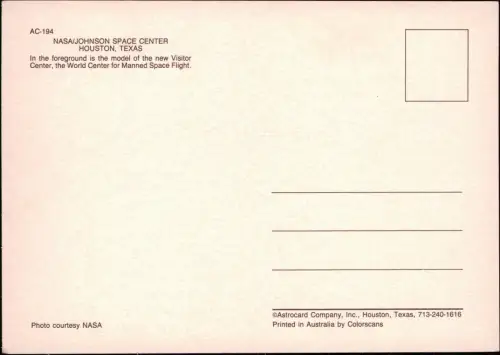 Postcard Houston Luftaufnahme Aerial View NASA JOHNSON SPACE CENTER 1975