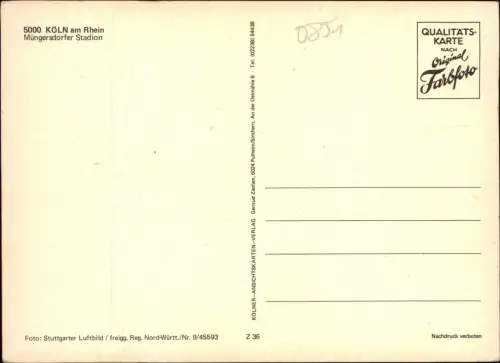 Köln Köln-Müngersdorfer Fussball Stadion v. Flugzeug aus 1975