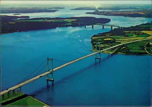 Postcard .Dänemark - Luftbild Lillebælt Danmark 1976