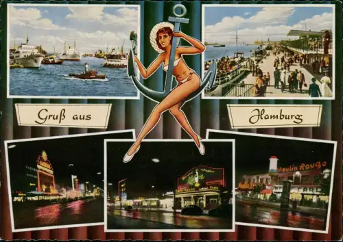 Ansichtskarte St. Pauli-Hamburg Reeperbahn Hafeb - Frau in Bikini 1978