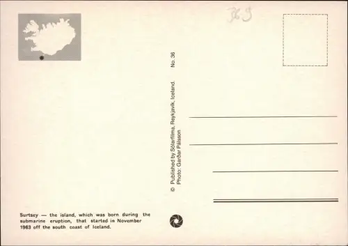 Island allgemein-Island Iceland Surtsey Icland Vulkan Vulcano Luftbild 1978