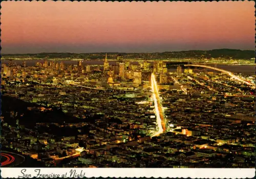 Postcard San Francisco City at Night 1978