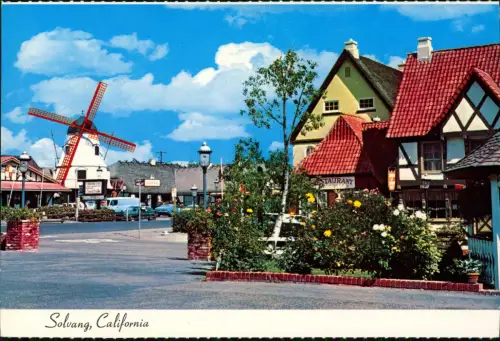Postcard Solvang California Streetscene Windmill - Windmühle 1976