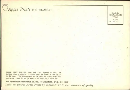 New York City Empire State Building, Hubschrauber über Manhattan 1980
