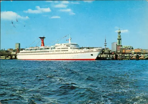Ansichtskarte St. Pauli-Hamburg Hafen mit Schiff (Ship) TS HAMBURG 1971
