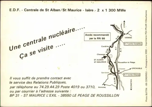 .Frankreich E.D.F. Centrale de St Alban St Maurice - Isère Atomkraftwerk 1980