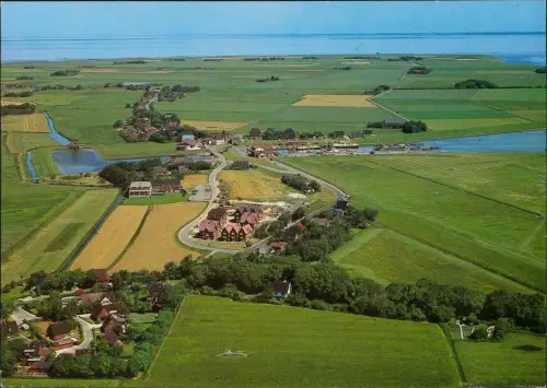 Amt Pellworm Luftbild mit Ostersiel, Tammensiel mit Kurzentrum, Hafen 1984