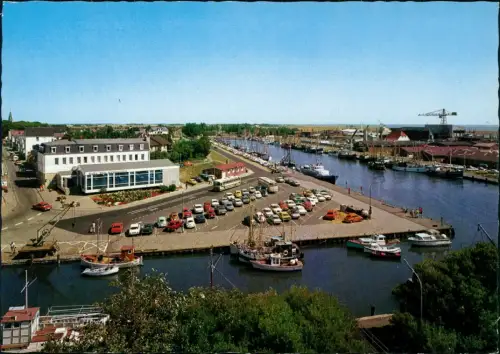 Büsum Alter Hafen und Kutterhafen, links Haus des Kurgastes 1984