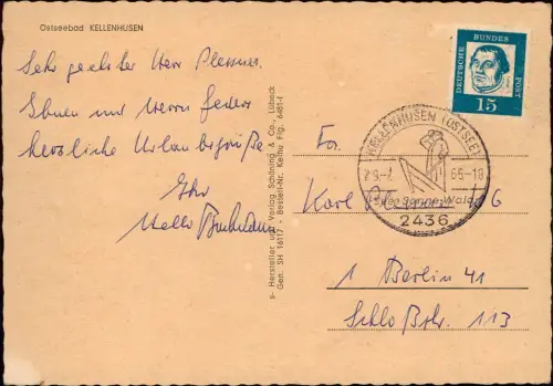 Ansichtskarte Kellenhusen (Ostsee) Luftbild Strand Hinterland 1965