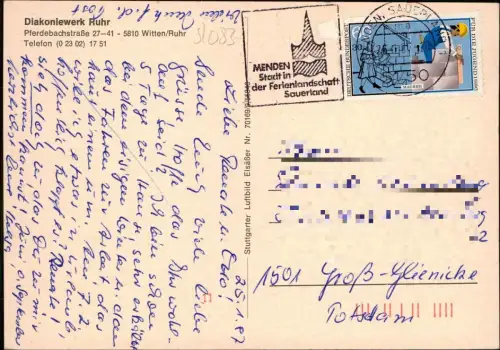 Ansichtskarte Witten (Ruhr) Luftbild Diakoniewerk Ruhr 1987