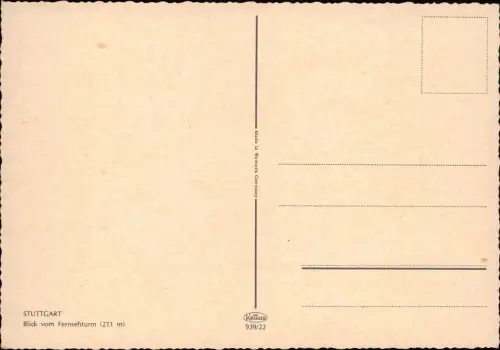 Ansichtskarte Stuttgart Blick vom Fernsehturm (211 m) 1978