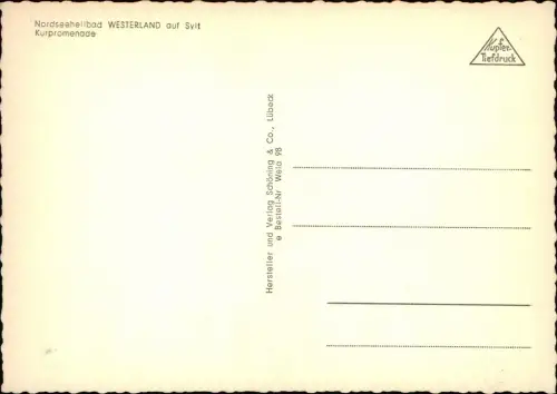 Ansichtskarte Westerland-Gemeinde Sylt Kurpromenade 1963