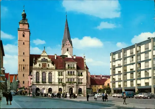 Ansichtskarte Regensburg Rathausplatz mit Moritzkirche 1989