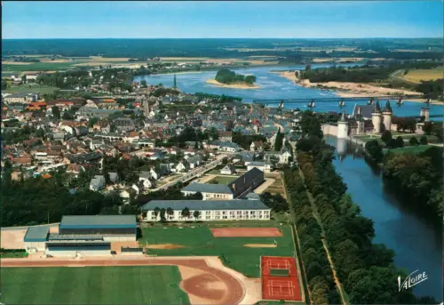 Sully-sur-Loire Vue générale aérienne de la ville, Luftaufnahme 1980