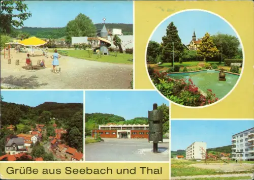 Eisenach DDR Mehrbildkarte mit Orten Kreis Eisenach (Seebach u. Thal) 1989