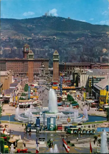 Barcelona Panorama-Ansicht Fuente Monumental y Avenida María Cristina 1969
