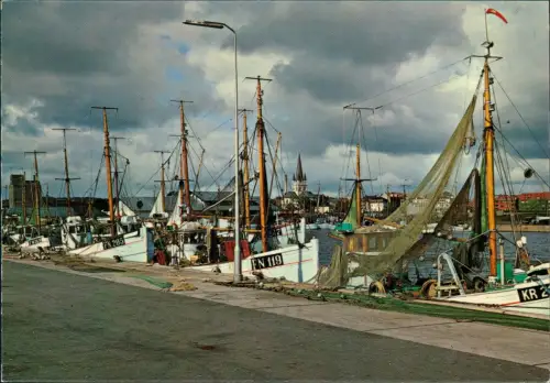 Postcard Frederikshavn Ortsansicht Hafen Fischer-Kutterboote 1980