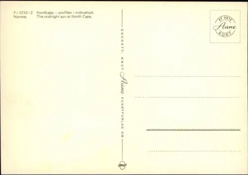 Nordkap Davvinjárgga Nordkap Nordkapp profilen i midnattsol,   North Cape 1972