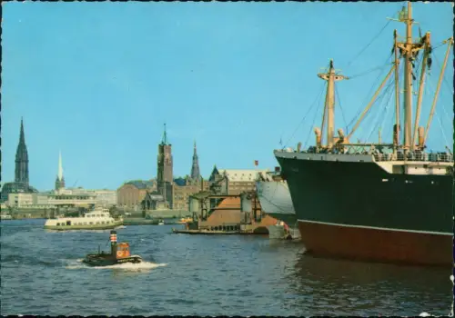 Ansichtskarte St. Pauli-Hamburg Hafen Partie mit Schiffen 1962