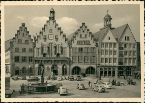Ansichtskarte Frankfurt am Main Römer Autos u.a. VW Käfer 1958