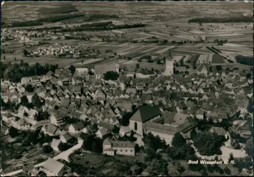 Ansichtskarte Bad Wimpfen Luftbild Luftaufnahme 1959  gel. Bahnpoststempel