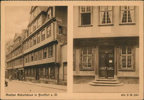 Ansichtskarte Frankfurt am Main 2 Bild Goethehaus Straßenseite Eingang 1932