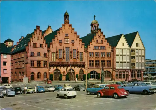 Ansichtskarte Frankfurt am Main Römer roter VW Käfer 1972