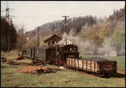 Steinbach Jöhstadt Erzgebirge Preßnitztalbahn Lokomotive 99 15828 Abbauzug 1986
