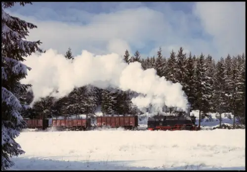 Dampflok 99 222 mit historischem Güterzug der Harzer Schmalspurbahnen 2000