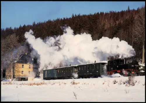 .Sachsen Preßnitztalbahn mit Dampflok 99 1568-7 und Personenzug im Winter 1996