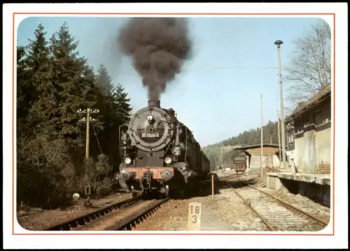 Ansichtskarte  Dampflokomotive Lok 95 0024 im Bahnhof Lichte 1986