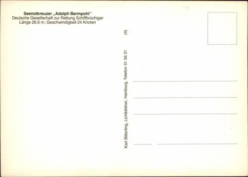 Ansichtskarte  Seenotkreuzer Adolph Bermpohl stürmische See 1981